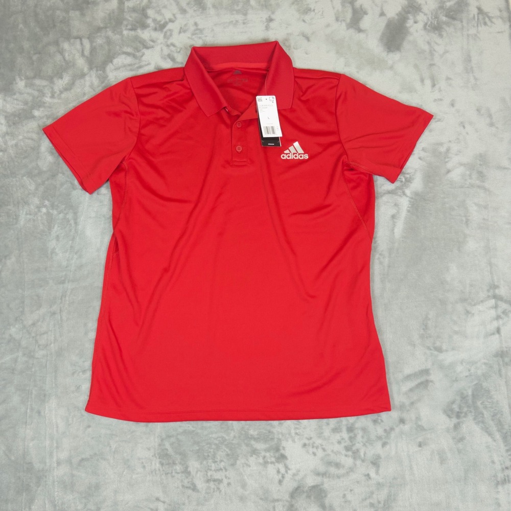 Adidas Club Rib Polo Mens Large Red EC3028 Climalite Golf Tennis Shirt NWT